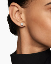 Petite Chatelaine® Stud Earrings in Sterling Silver with Pavé Diamonds, 6.5mm